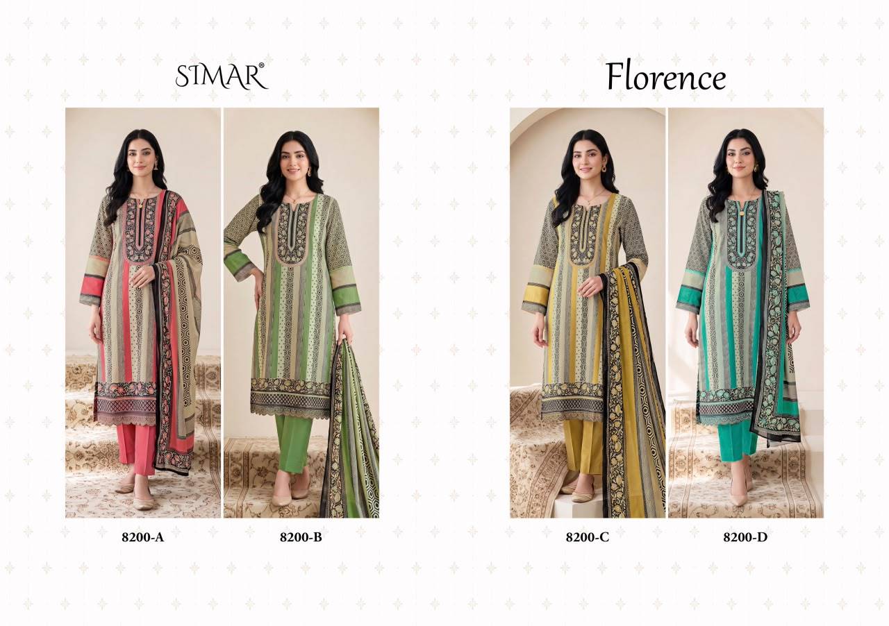 Florence By Glossy 8200 Series Stylish Beautiful Colourful Muslin Dresses At Wholesale Price